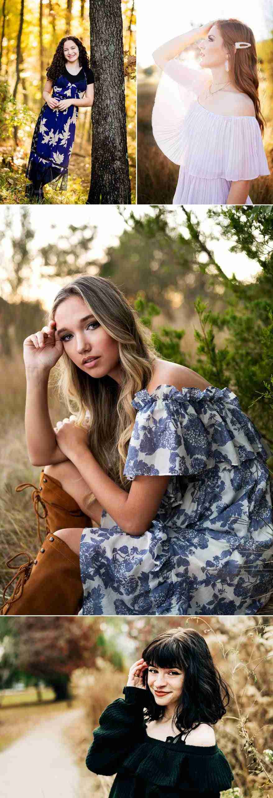 Chicago senior photographer 4 high school girls in dresses posing for the camera for their senior photos