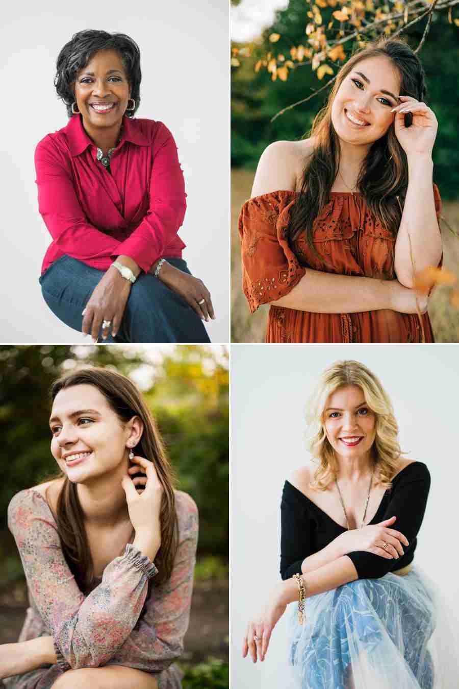 Image of four different women in various poses.