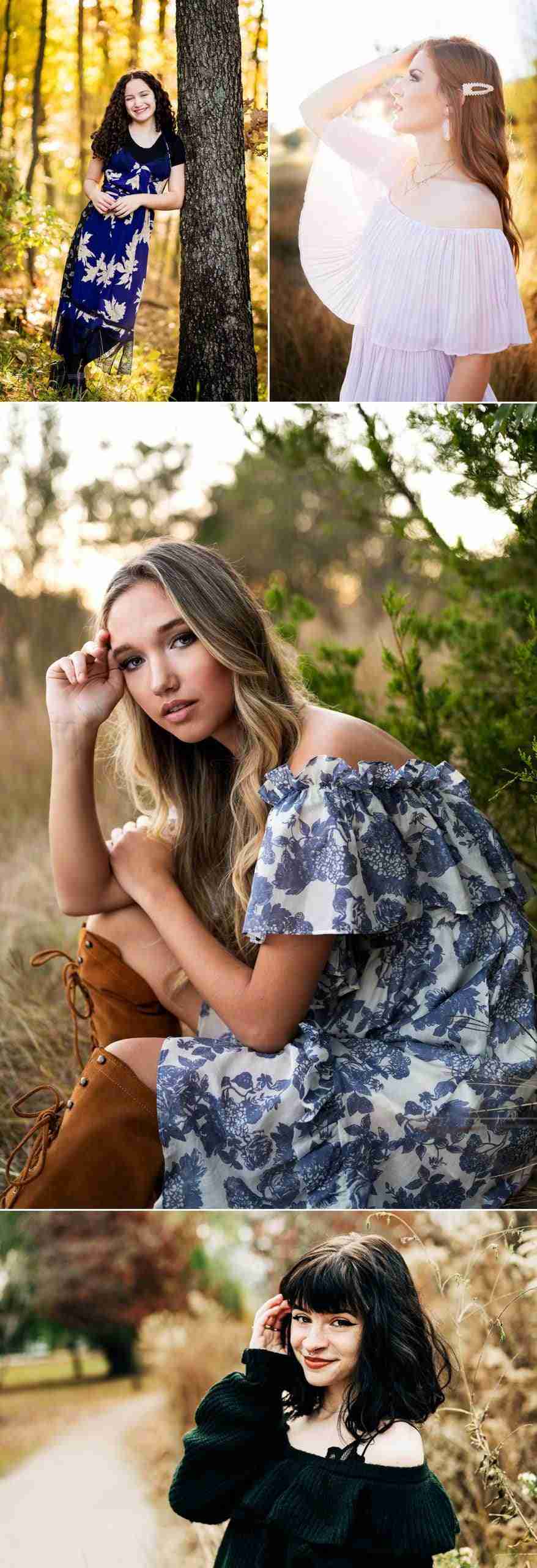 Chicago senior photographer - 4 senior high school girls wearing dresses posing for the camera for their senior portraits 