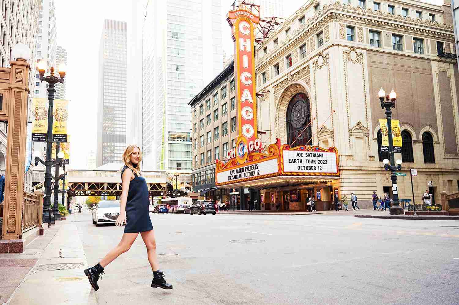 girl crossing street