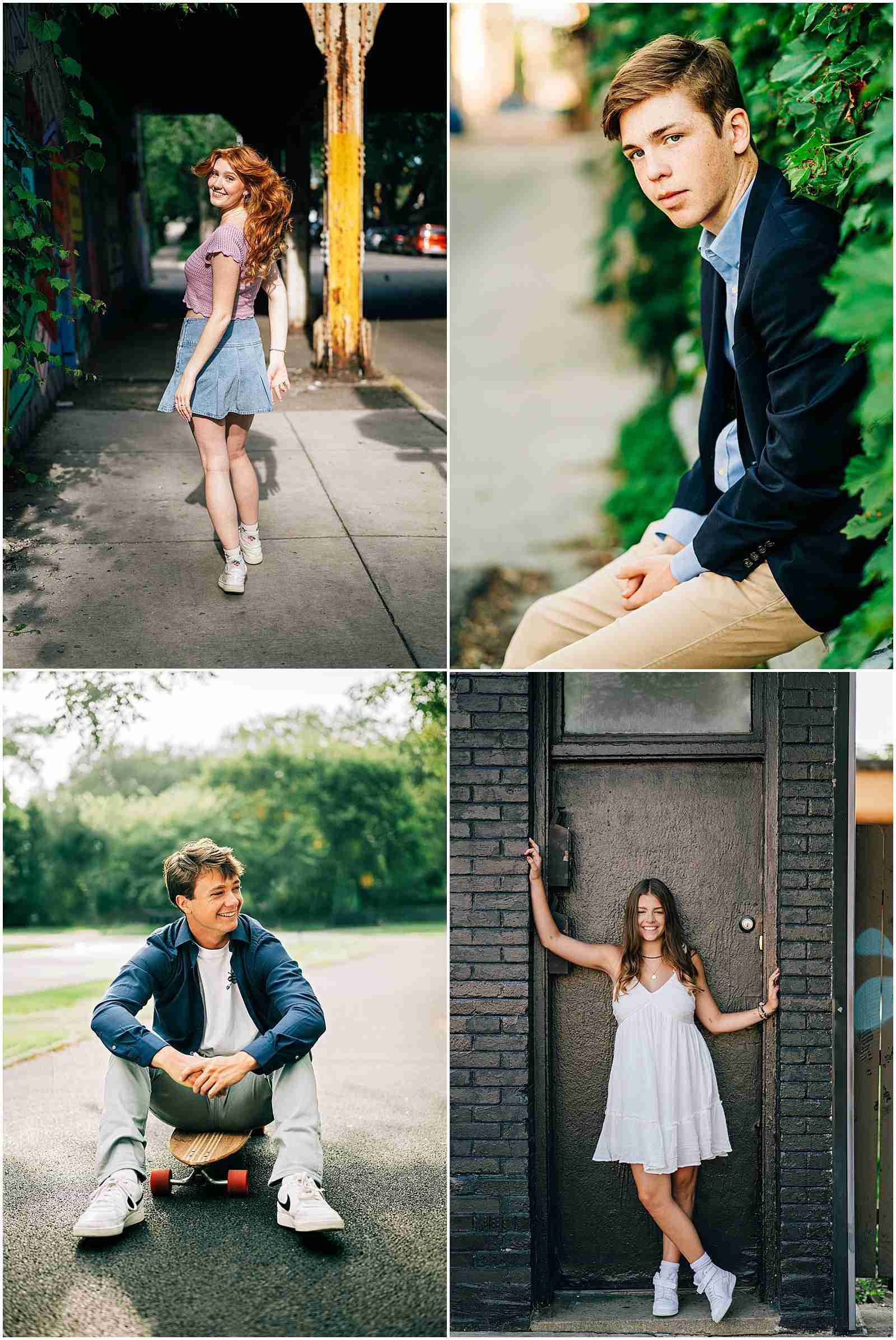 Four Reasons to Book a Senior Session - 4 photos of Chicago senior photos smiling - award-winning Chicago senior photographer Shalimar B. Photography.