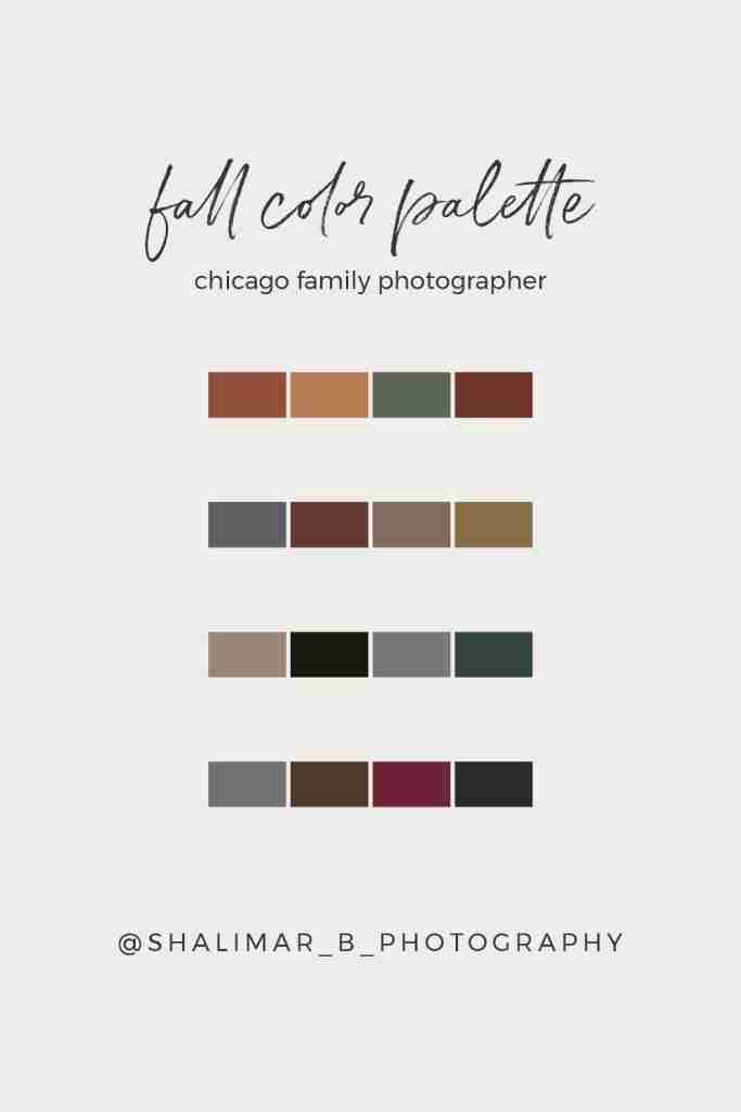 Family photo color palettes and styling outfits for your family photos in Chicago with Shalimar B. Photography with award-winning Chicago family photographer Shalimar B. Photography.