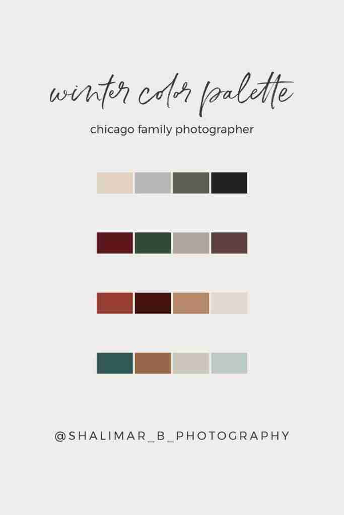 Family photo color palettes and styling outfits for your family photos in Chicago with Shalimar B. Photography with award-winning Chicago family photographer Shalimar B. Photography.