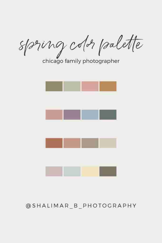 Family photo color palettes and styling outfits for your family photos in Chicago with Shalimar B. Photography with award-winning Chicago family photographer Shalimar B. Photography.